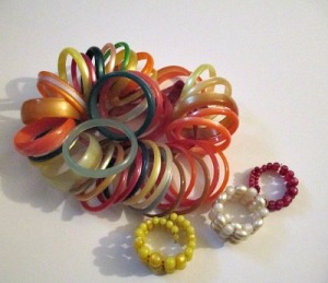 retro colored vintage lucite moonglow bracelets 50s and 60s